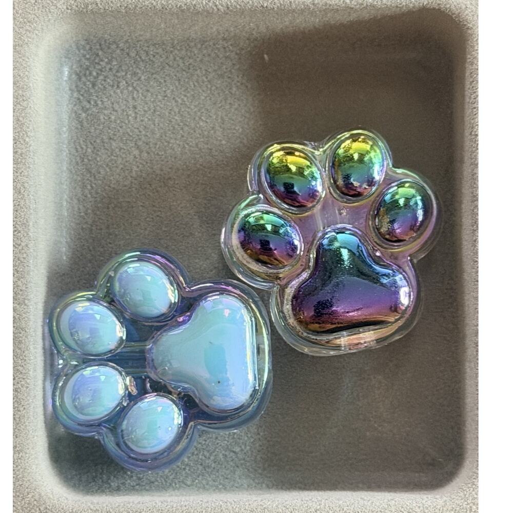 #8119 - 2 Piece Large Acrylic Pawprint Bead - for Beadable Items